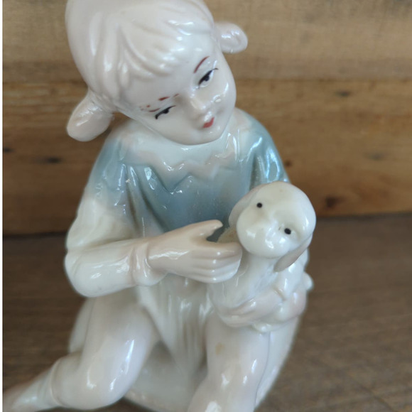 Vintage Boy and Girl with Animals Ceramic Figures Goose Dog - Picture 4 of 11